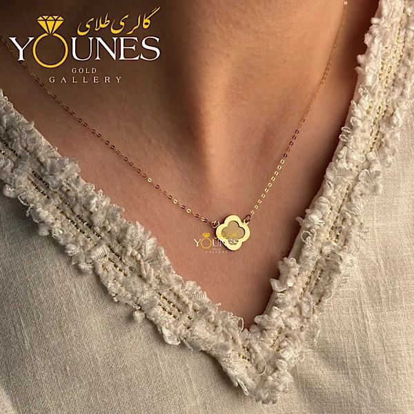 گردنبند میناکاری ونکلیف خاکی طلا